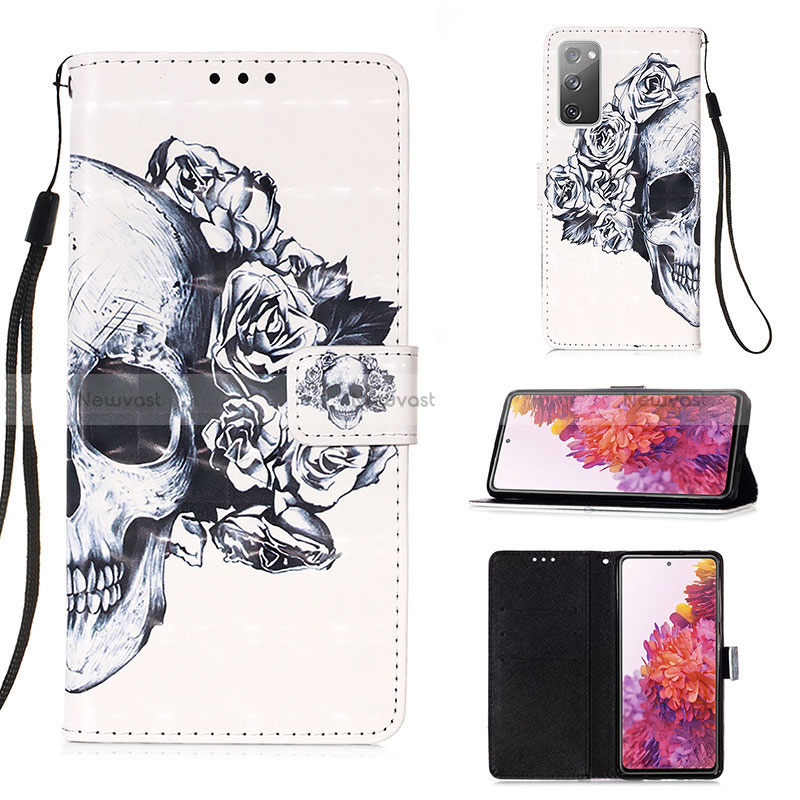 Leather Case Stands Fashionable Pattern Flip Cover Holder Y03B for Samsung Galaxy S20 FE 5G