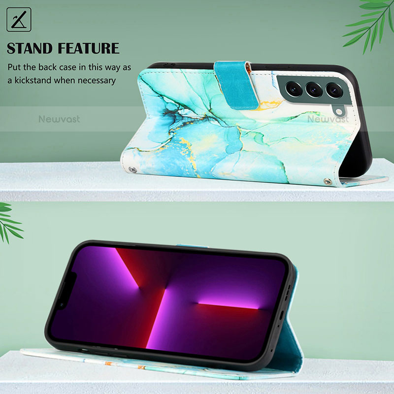 Leather Case Stands Fashionable Pattern Flip Cover Holder Y03B for Samsung Galaxy S21 5G