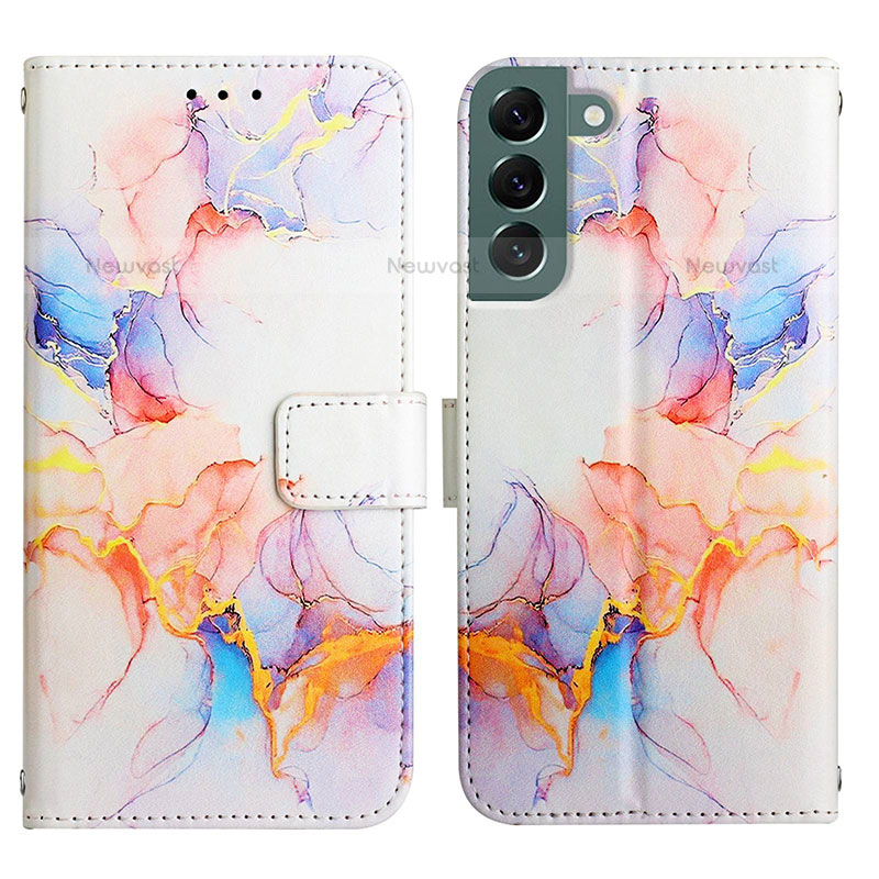 Leather Case Stands Fashionable Pattern Flip Cover Holder Y03B for Samsung Galaxy S21 Plus 5G Colorful