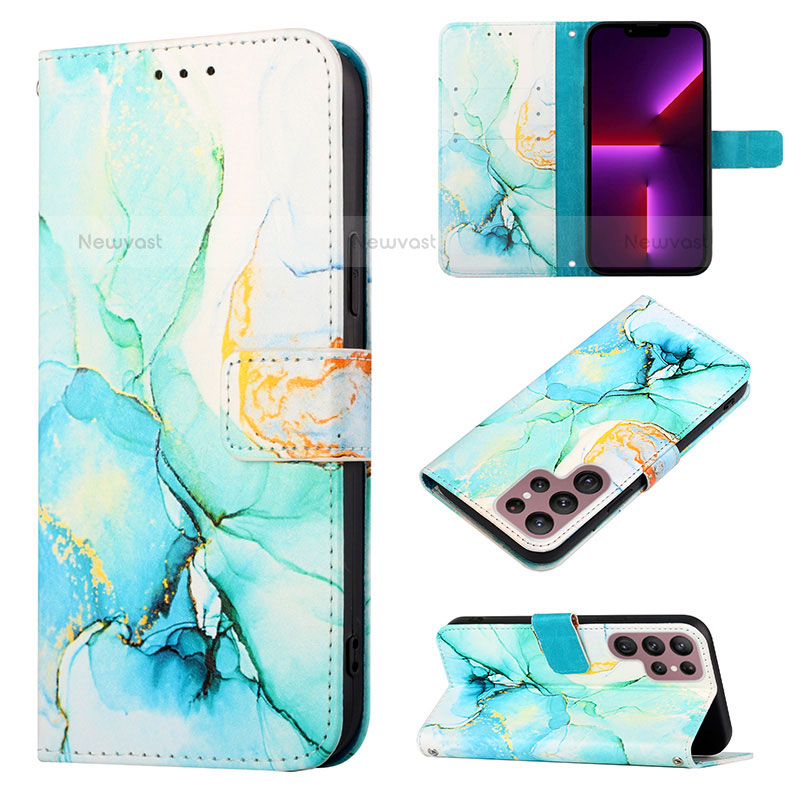 Leather Case Stands Fashionable Pattern Flip Cover Holder Y03B for Samsung Galaxy S21 Ultra 5G