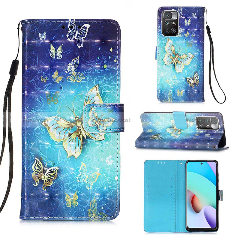 Leather Case Stands Fashionable Pattern Flip Cover Holder Y03B for Xiaomi Redmi 10 4G