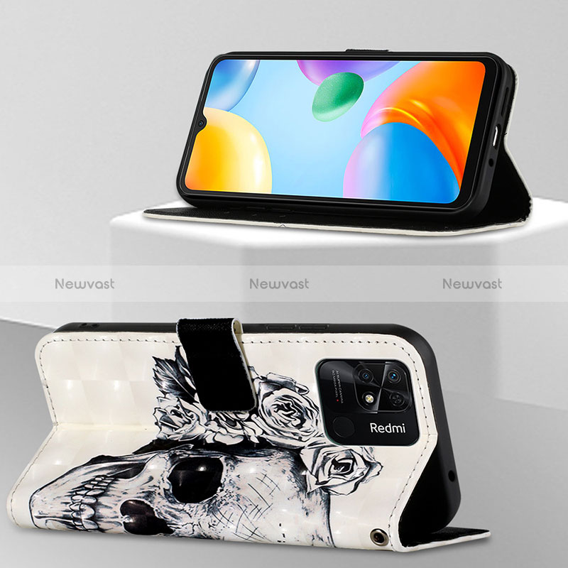 Leather Case Stands Fashionable Pattern Flip Cover Holder Y03B for Xiaomi Redmi 10C 4G