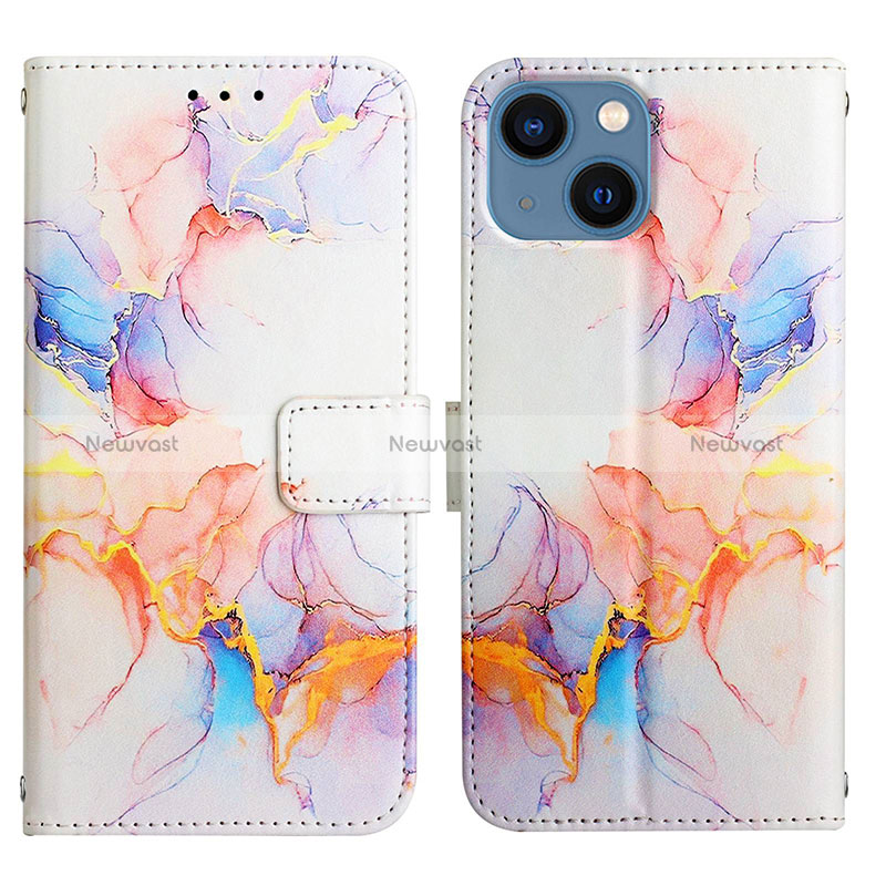 Leather Case Stands Fashionable Pattern Flip Cover Holder Y04B for Apple iPhone 13