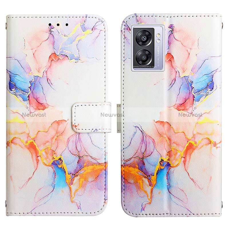 Leather Case Stands Fashionable Pattern Flip Cover Holder Y04B for Oppo A56S 5G