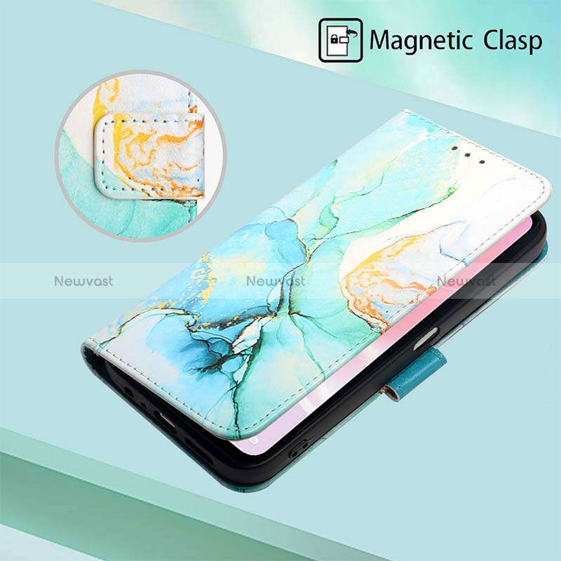 Leather Case Stands Fashionable Pattern Flip Cover Holder Y04B for Oppo A57 5G