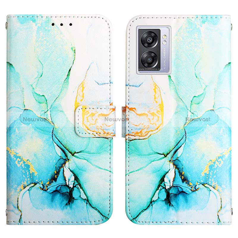 Leather Case Stands Fashionable Pattern Flip Cover Holder Y04B for Oppo A57 5G