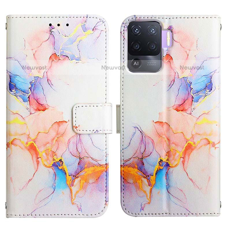 Leather Case Stands Fashionable Pattern Flip Cover Holder Y04B for Oppo F19 Pro