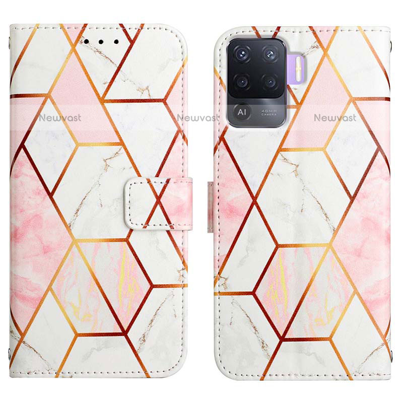 Leather Case Stands Fashionable Pattern Flip Cover Holder Y04B for Oppo F19 Pro