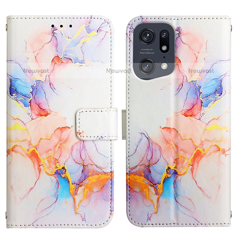 Leather Case Stands Fashionable Pattern Flip Cover Holder Y04B for Oppo Find X5 Pro 5G