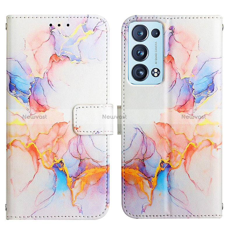 Leather Case Stands Fashionable Pattern Flip Cover Holder Y04B for Oppo Reno6 Pro 5G