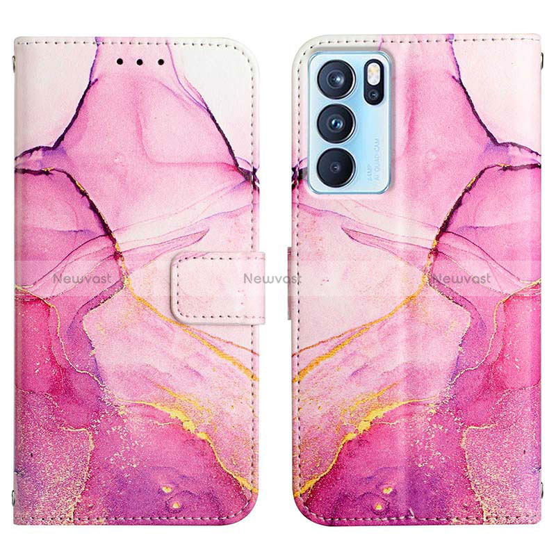 Leather Case Stands Fashionable Pattern Flip Cover Holder Y04B for Oppo Reno6 Pro 5G India