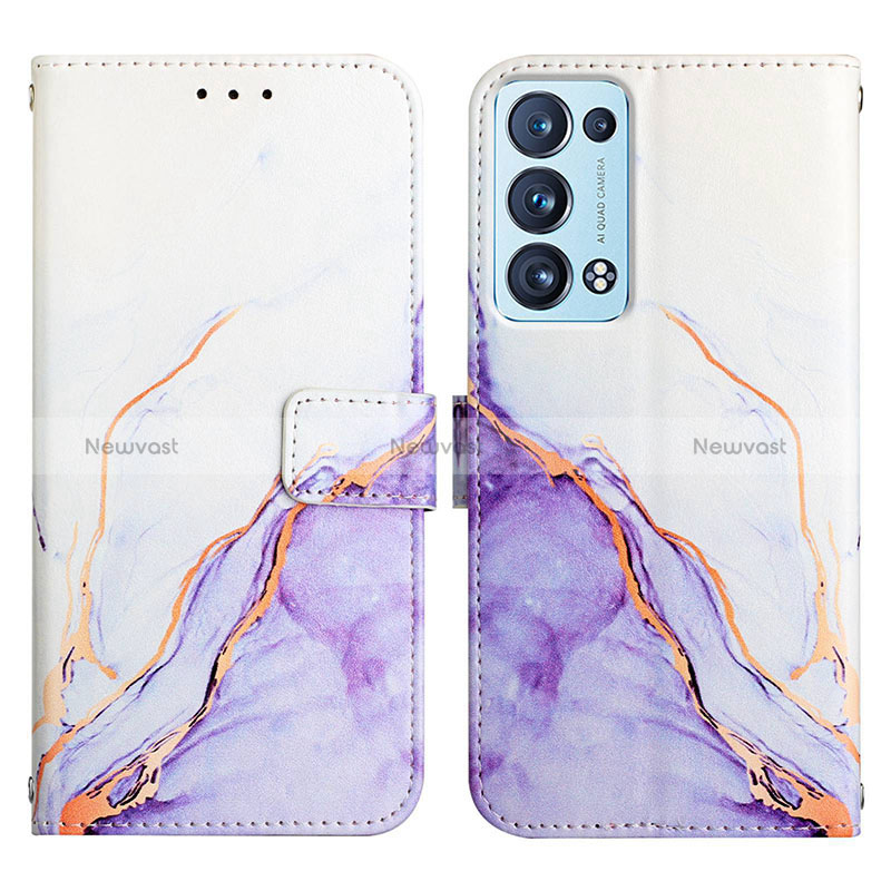 Leather Case Stands Fashionable Pattern Flip Cover Holder Y04B for Oppo Reno6 Pro+ Plus 5G