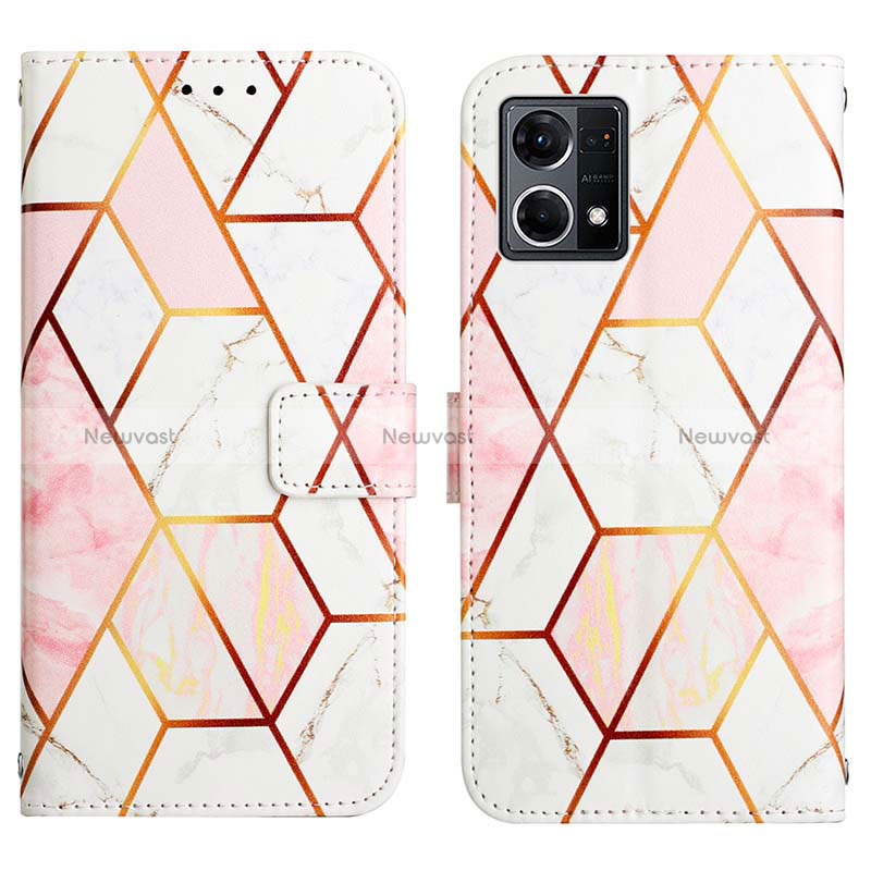 Leather Case Stands Fashionable Pattern Flip Cover Holder Y04B for Oppo Reno7 4G