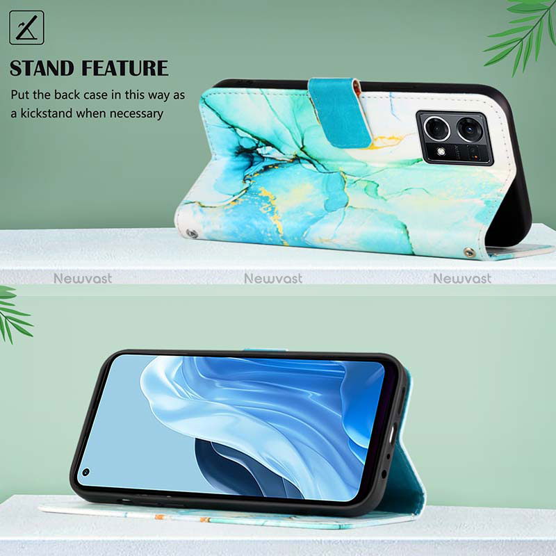 Leather Case Stands Fashionable Pattern Flip Cover Holder Y04B for Oppo Reno7 4G