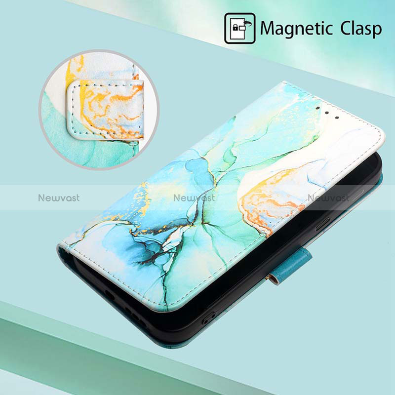 Leather Case Stands Fashionable Pattern Flip Cover Holder Y04B for Oppo Reno7 5G
