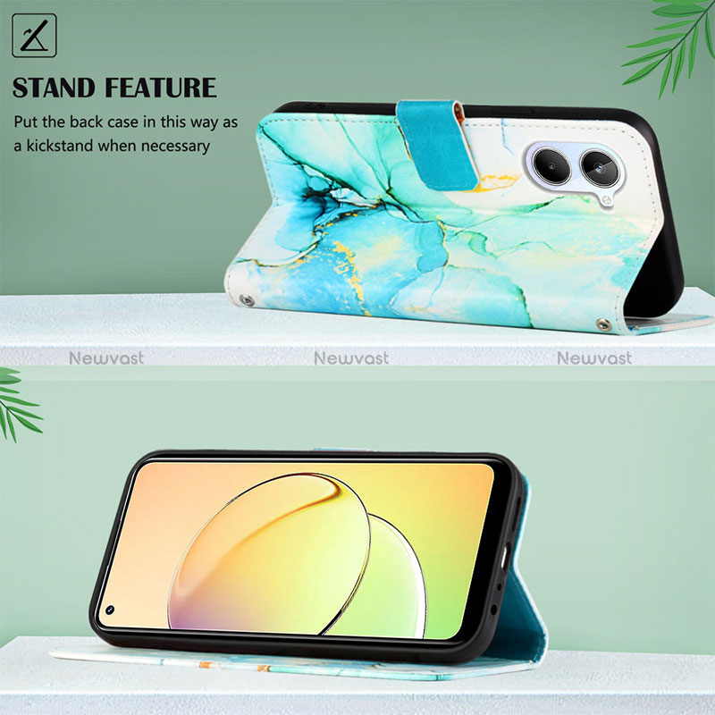 Leather Case Stands Fashionable Pattern Flip Cover Holder Y04B for Realme 10 4G