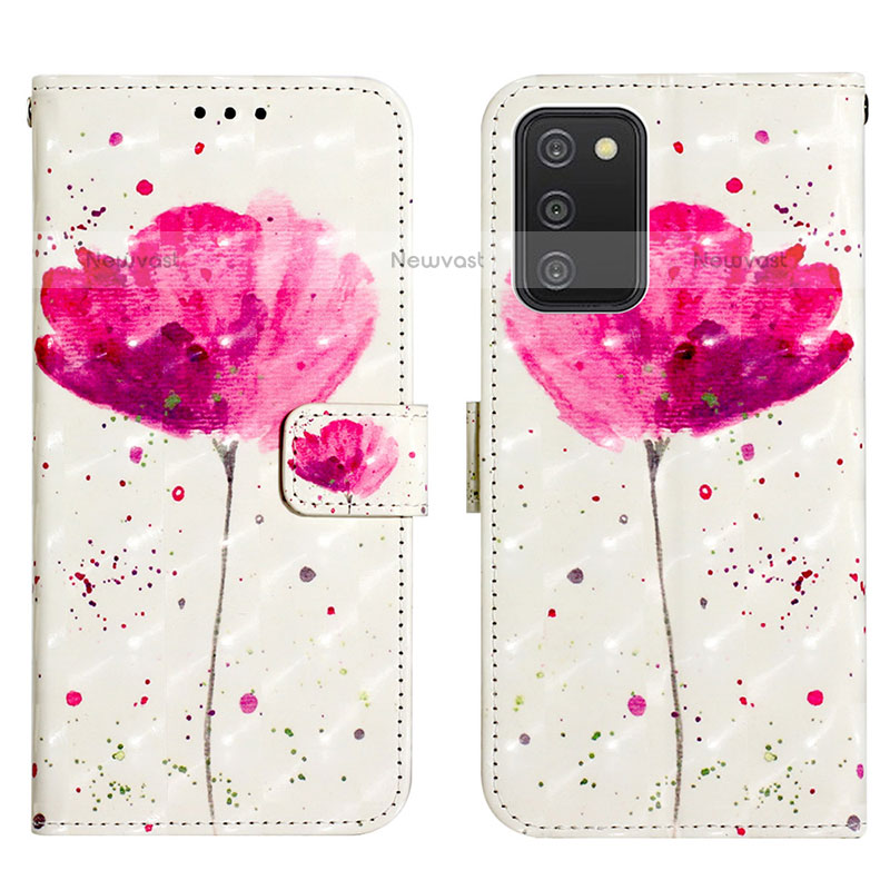 Leather Case Stands Fashionable Pattern Flip Cover Holder Y04B for Samsung Galaxy A02s Pink