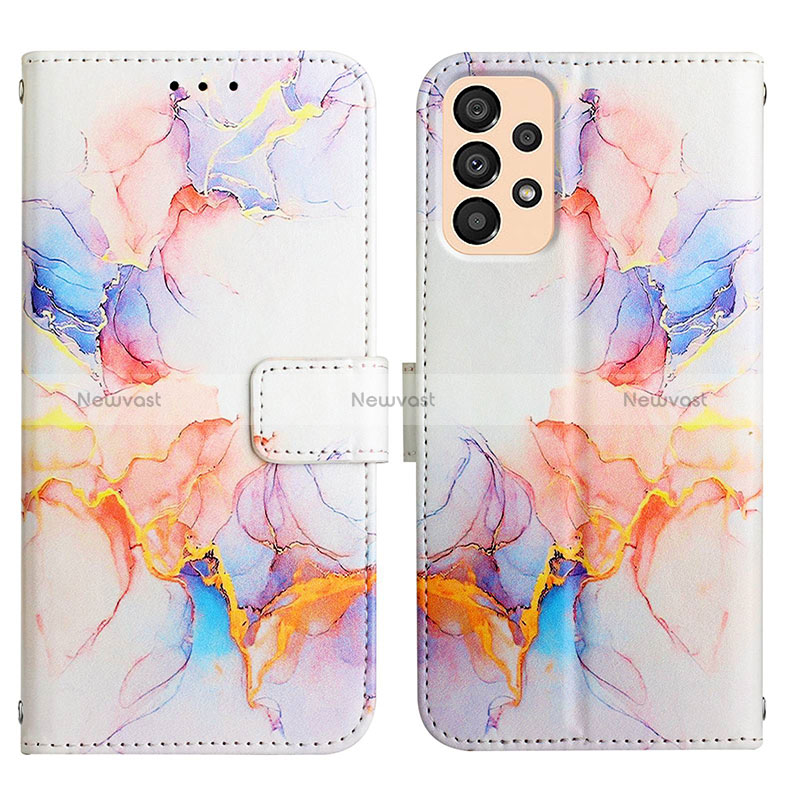 Leather Case Stands Fashionable Pattern Flip Cover Holder Y04B for Samsung Galaxy A33 5G Blue