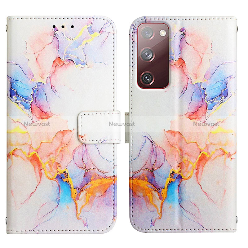 Leather Case Stands Fashionable Pattern Flip Cover Holder Y04B for Samsung Galaxy S20 FE 5G