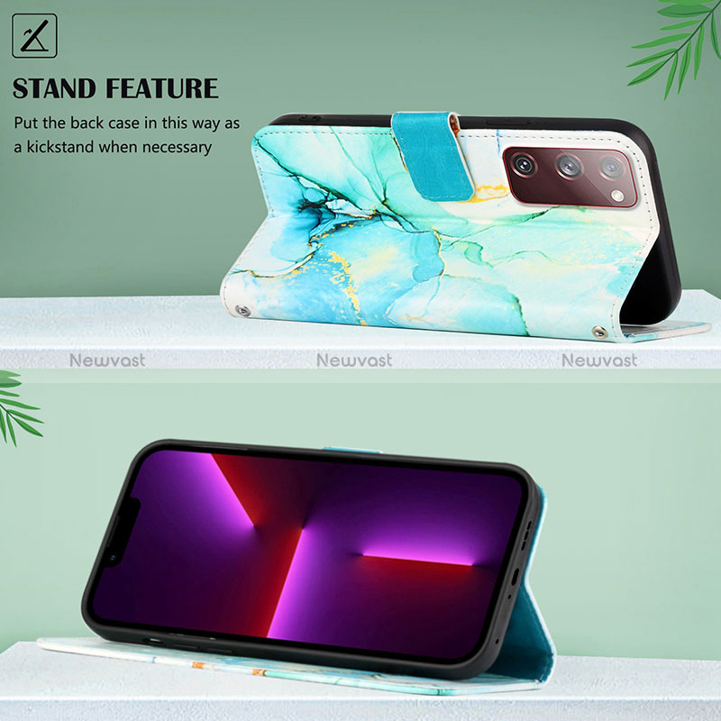 Leather Case Stands Fashionable Pattern Flip Cover Holder Y04B for Samsung Galaxy S20 FE 5G