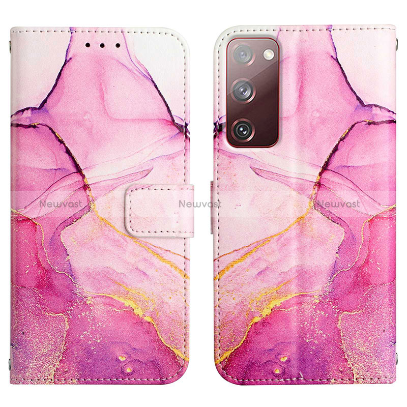 Leather Case Stands Fashionable Pattern Flip Cover Holder Y04B for Samsung Galaxy S20 Lite 5G