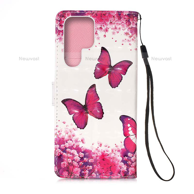 Leather Case Stands Fashionable Pattern Flip Cover Holder Y04B for Samsung Galaxy S22 Ultra 5G