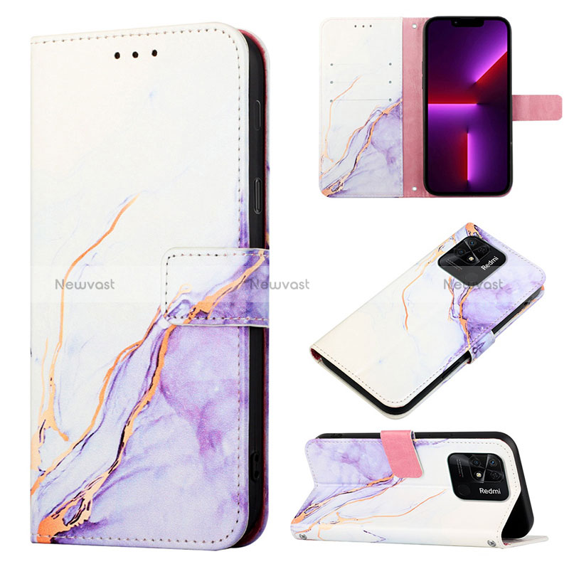 Leather Case Stands Fashionable Pattern Flip Cover Holder Y04B for Xiaomi Redmi 10C 4G