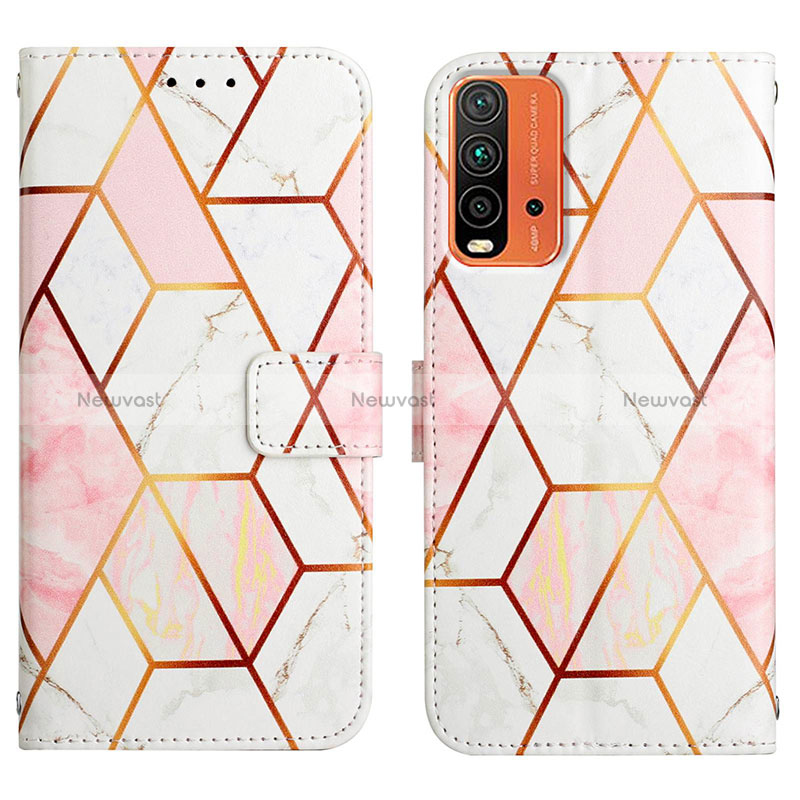 Leather Case Stands Fashionable Pattern Flip Cover Holder Y04B for Xiaomi Redmi 9T 4G