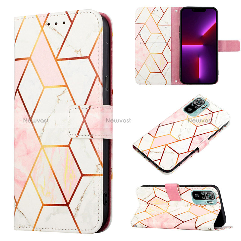 Leather Case Stands Fashionable Pattern Flip Cover Holder Y04B for Xiaomi Redmi Note 10S 4G