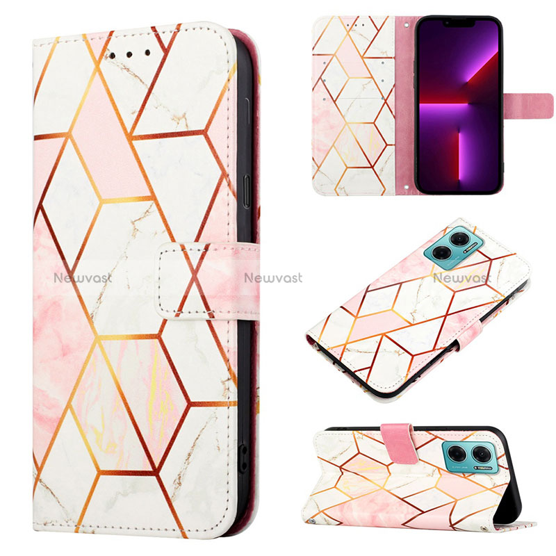 Leather Case Stands Fashionable Pattern Flip Cover Holder Y04B for Xiaomi Redmi Note 11E 5G