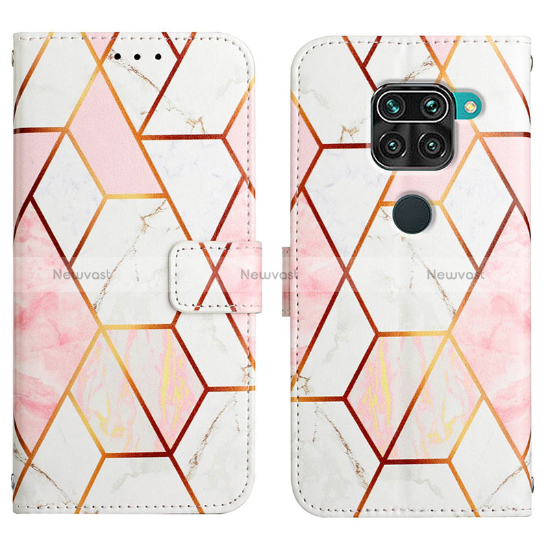 Leather Case Stands Fashionable Pattern Flip Cover Holder Y04B for Xiaomi Redmi Note 9 White