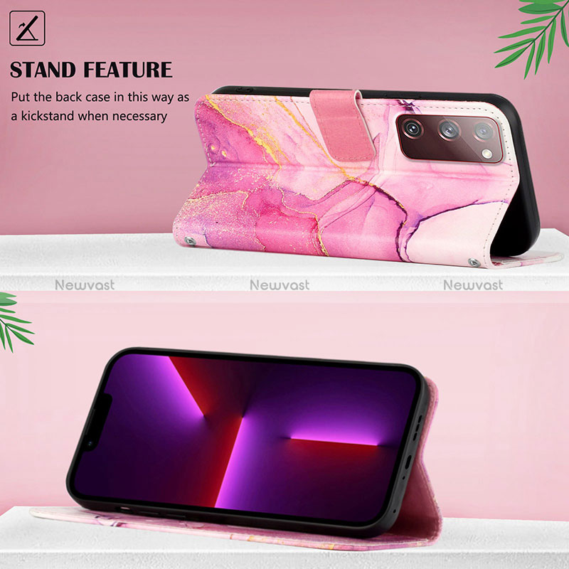 Leather Case Stands Fashionable Pattern Flip Cover Holder Y05B for Samsung Galaxy S20 Lite 5G