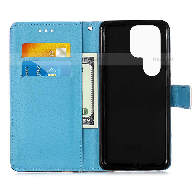 Leather Case Stands Fashionable Pattern Flip Cover Holder Y05B for Samsung Galaxy S21 Ultra 5G