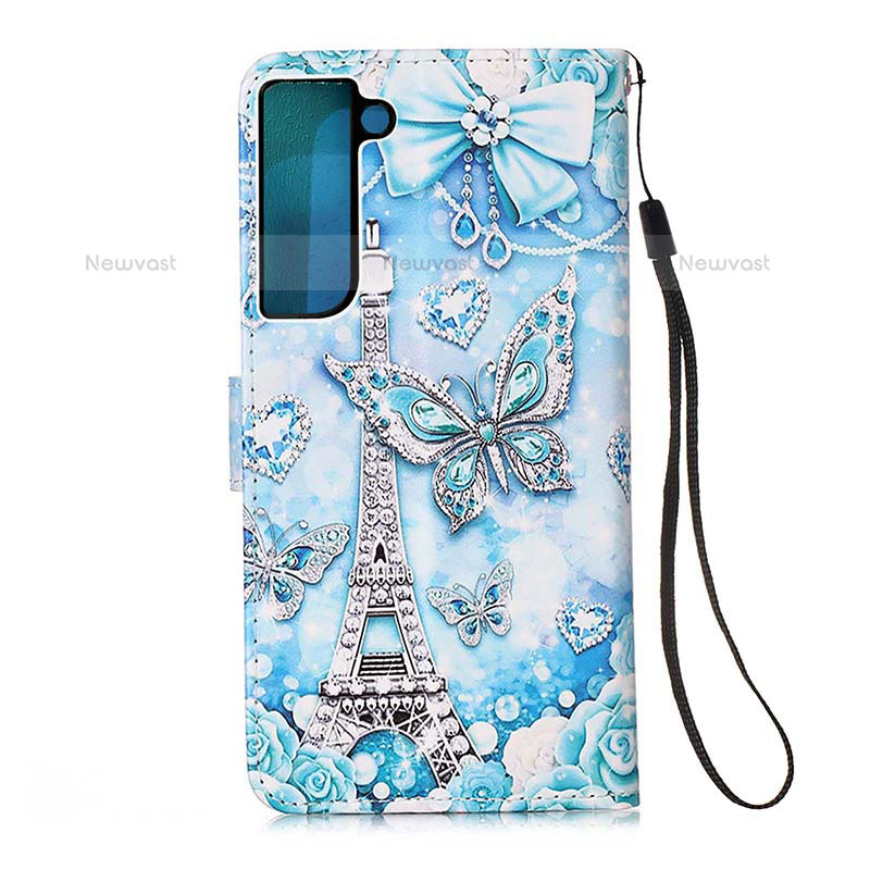 Leather Case Stands Fashionable Pattern Flip Cover Holder Y05B for Samsung Galaxy S22 5G