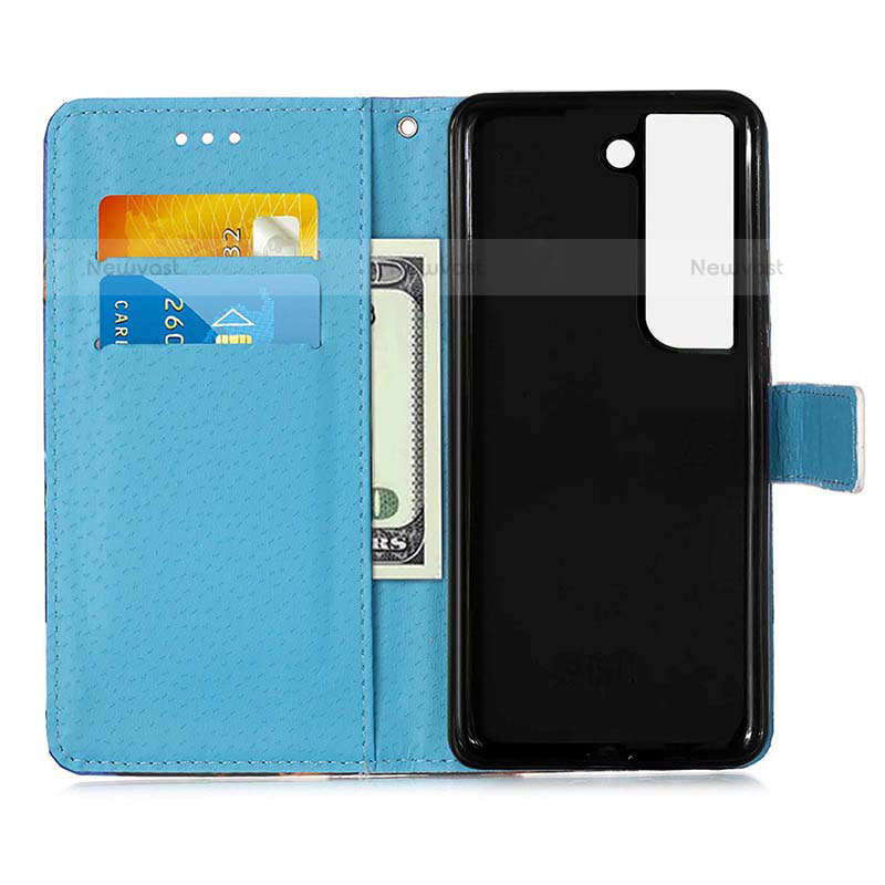 Leather Case Stands Fashionable Pattern Flip Cover Holder Y05B for Samsung Galaxy S22 5G