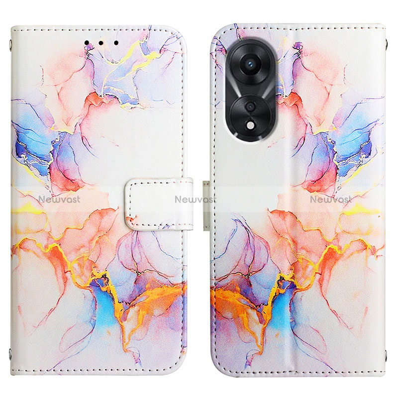 Leather Case Stands Fashionable Pattern Flip Cover Holder YB1 for Oppo A58 5G