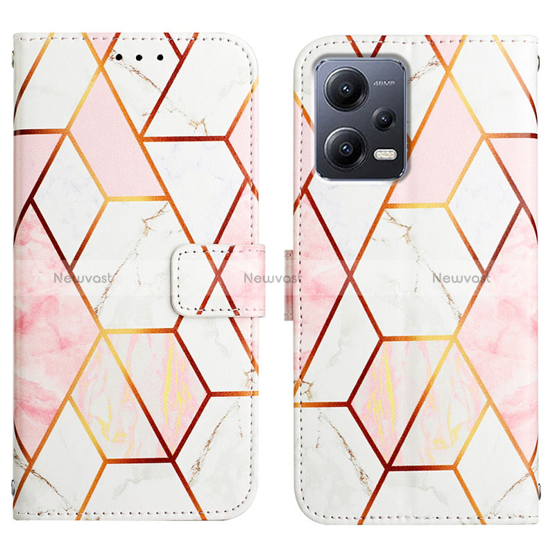 Leather Case Stands Fashionable Pattern Flip Cover Holder YB1 for Xiaomi Redmi Note 12 5G