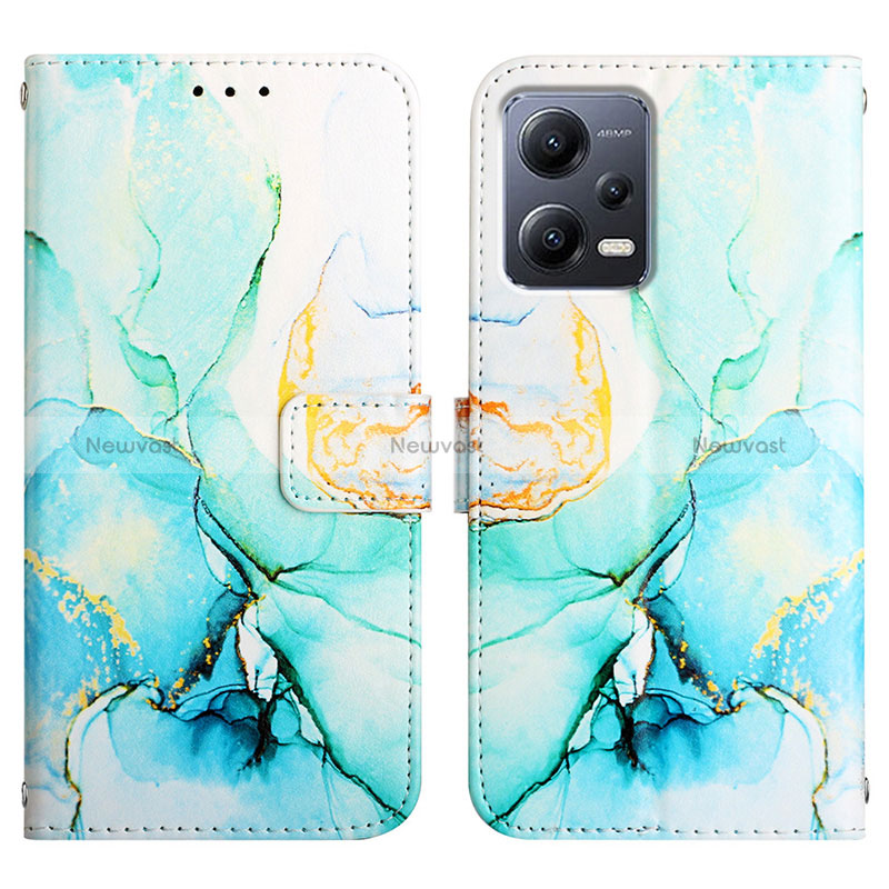 Leather Case Stands Fashionable Pattern Flip Cover Holder YB1 for Xiaomi Redmi Note 12 5G