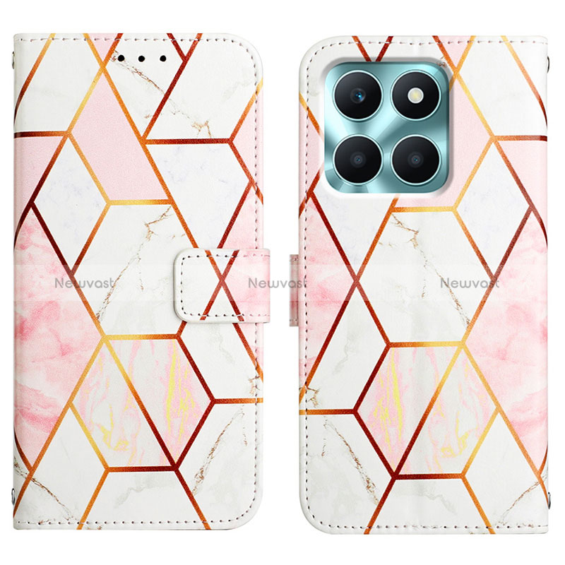 Leather Case Stands Fashionable Pattern Flip Cover Holder YB4 for Huawei Honor X6a White