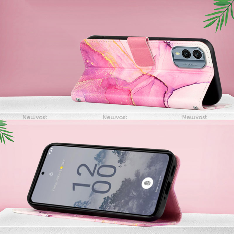 Leather Case Stands Fashionable Pattern Flip Cover Holder YB4 for Nokia X30 5G