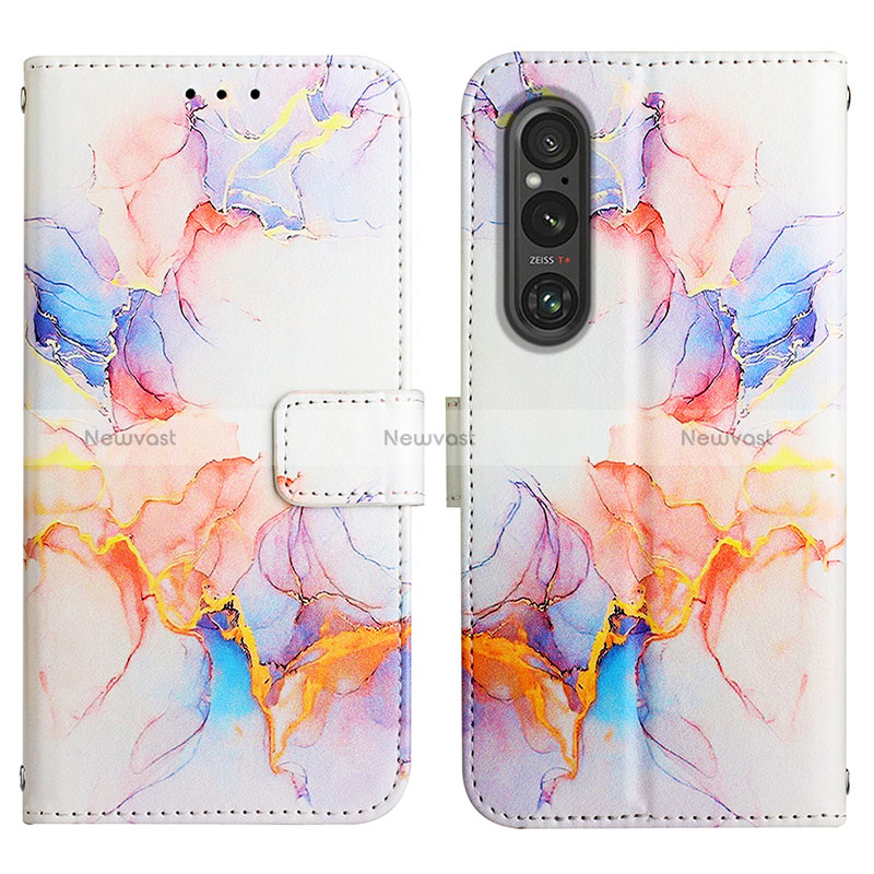 Leather Case Stands Fashionable Pattern Flip Cover Holder YB4 for Sony Xperia 1 V