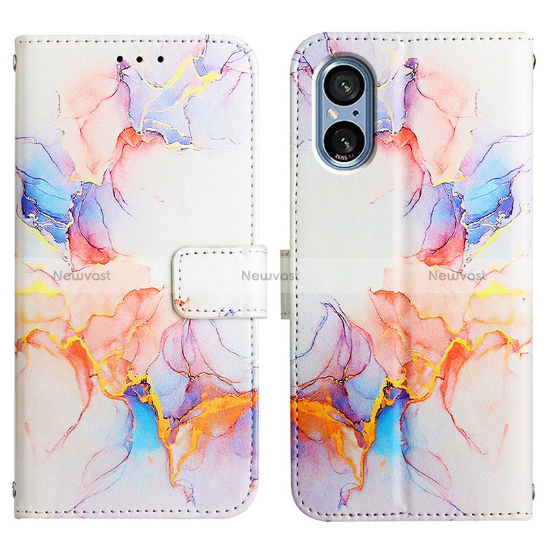 Leather Case Stands Fashionable Pattern Flip Cover Holder YB4 for Sony Xperia 5 V