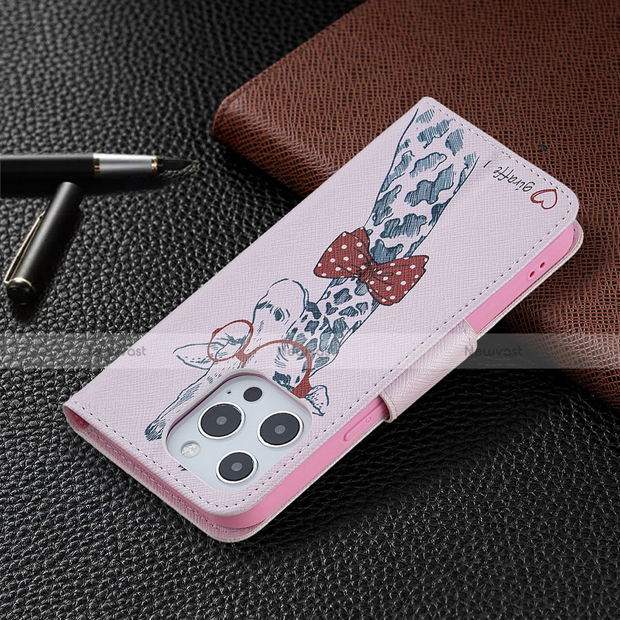 Leather Case Stands Fashionable Pattern Flip Cover L02 Holder for Apple iPhone 13 Pro Black