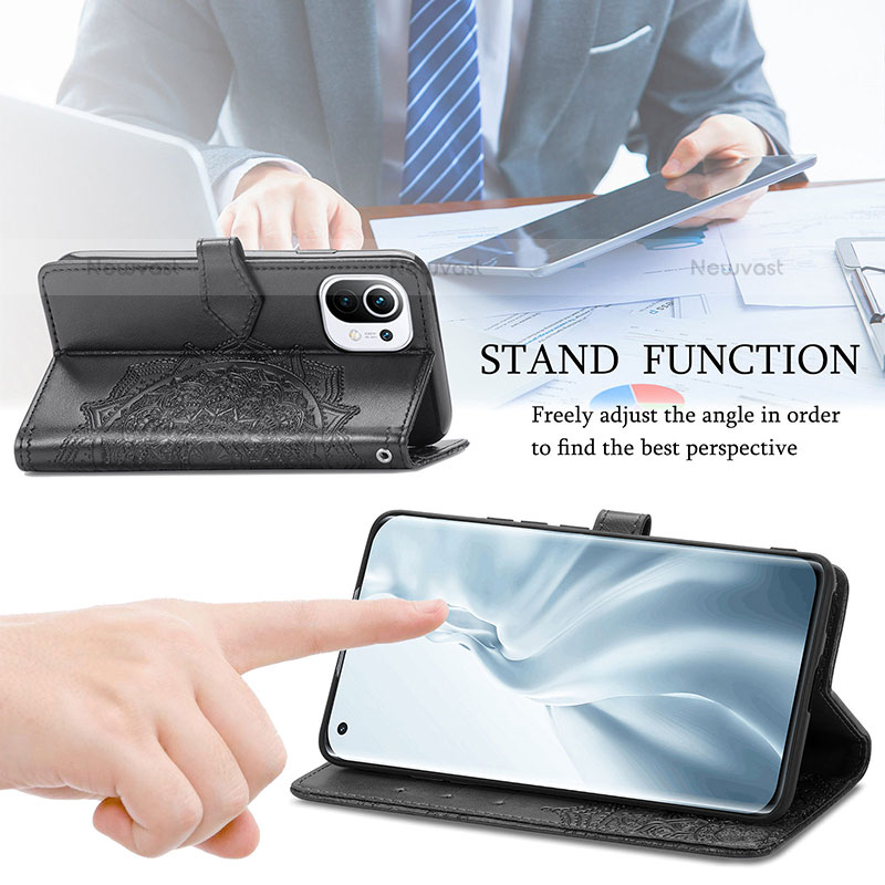 Leather Case Stands Fashionable Pattern Flip Cover L02 Holder for Xiaomi Mi 11 5G