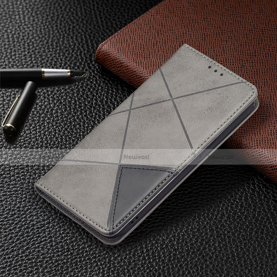 Leather Case Stands Fashionable Pattern Flip Cover L04 Holder for Apple iPhone 13 Mini Gray