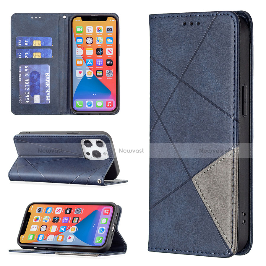 Leather Case Stands Fashionable Pattern Flip Cover L04 Holder for Apple iPhone 13 Pro Max Blue