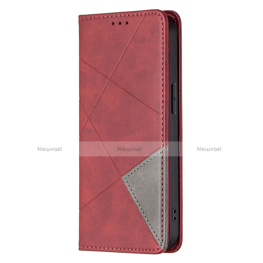 Leather Case Stands Fashionable Pattern Flip Cover L04 Holder for Apple iPhone 13 Pro Max Red
