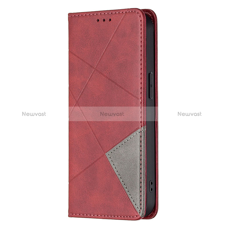 Leather Case Stands Fashionable Pattern Flip Cover L04 Holder for Apple iPhone 14 Pro Max Red