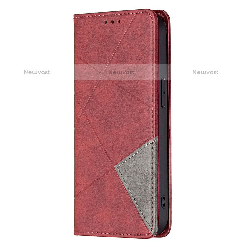 Leather Case Stands Fashionable Pattern Flip Cover L04 Holder for Apple iPhone 15 Pro Max Red
