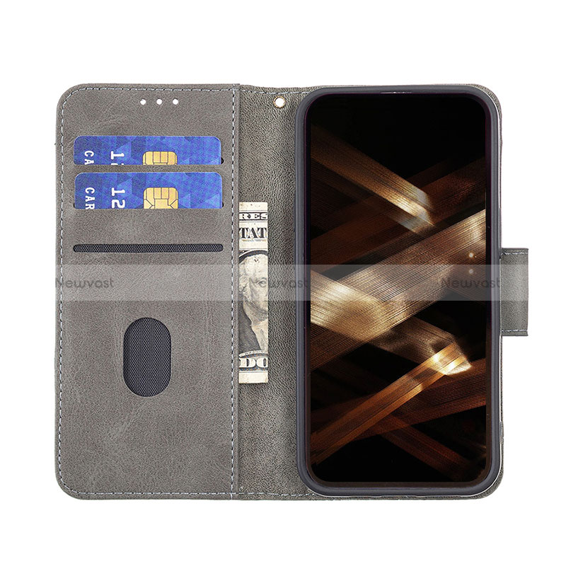 Leather Case Stands Fashionable Pattern Flip Cover L05 Holder for Apple iPhone 14 Pro Max Gray